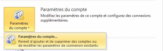 paramètres des comptes